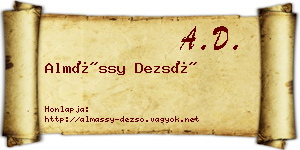 Almássy Dezső névjegykártya